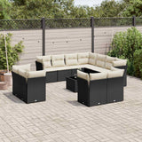 vidaXL 11-delige Loungeset met kussens poly rattan zwart