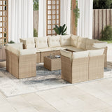 vidaXL 11-delige Loungeset met kussens poly rattan zwart