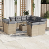 vidaXL 11-delige Loungeset met kussens poly rattan zwart