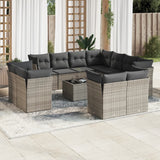 vidaXL 11-delige Loungeset met kussens poly rattan zwart