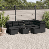 vidaXL 9-piece Poly Rattan Lounge Set with Cushions Black