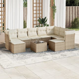 vidaXL 9-piece Poly Rattan Lounge Set with Cushions Black