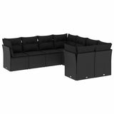 vidaXL 8-Piece Lounge Set with Cushions Poly Rattan Black