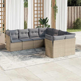 vidaXL 8-Piece Lounge Set with Cushions Poly Rattan Black