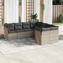 vidaXL 8-Piece Lounge Set with Cushions Poly Rattan Black