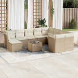 vidaXL 11-delige Loungeset met kussens poly rattan zwart