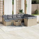 vidaXL 11-delige Loungeset met kussens poly rattan zwart