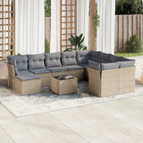 vidaXL 11-delige Loungeset met kussens poly rattan zwart