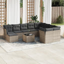 vidaXL 11-delige Loungeset met kussens poly rattan zwart