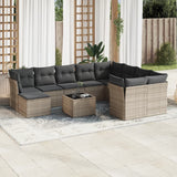 vidaXL 11-delige Loungeset met kussens poly rattan zwart
