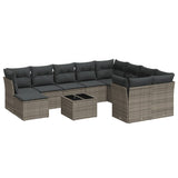vidaXL 11-delige Loungeset met kussens poly rattan zwart