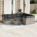 vidaXL 11-delige Loungeset met kussens poly rattan zwart