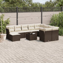 vidaXL 11-delige Loungeset met kussens poly rattan zwart