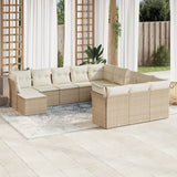 vidaXL 12-delige Loungeset met kussens poly rattan zwart