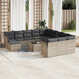 vidaXL 12-delige Loungeset met kussens poly rattan zwart