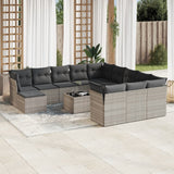 vidaXL 12-delige Loungeset met kussens poly rattan zwart