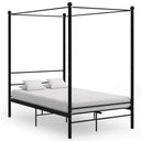 vidaXL Four-poster Bed Frame Metal Black 120x200 cm