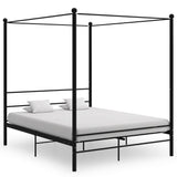 vidaXL Four-poster Bed Frame Metal Black 120x200 cm