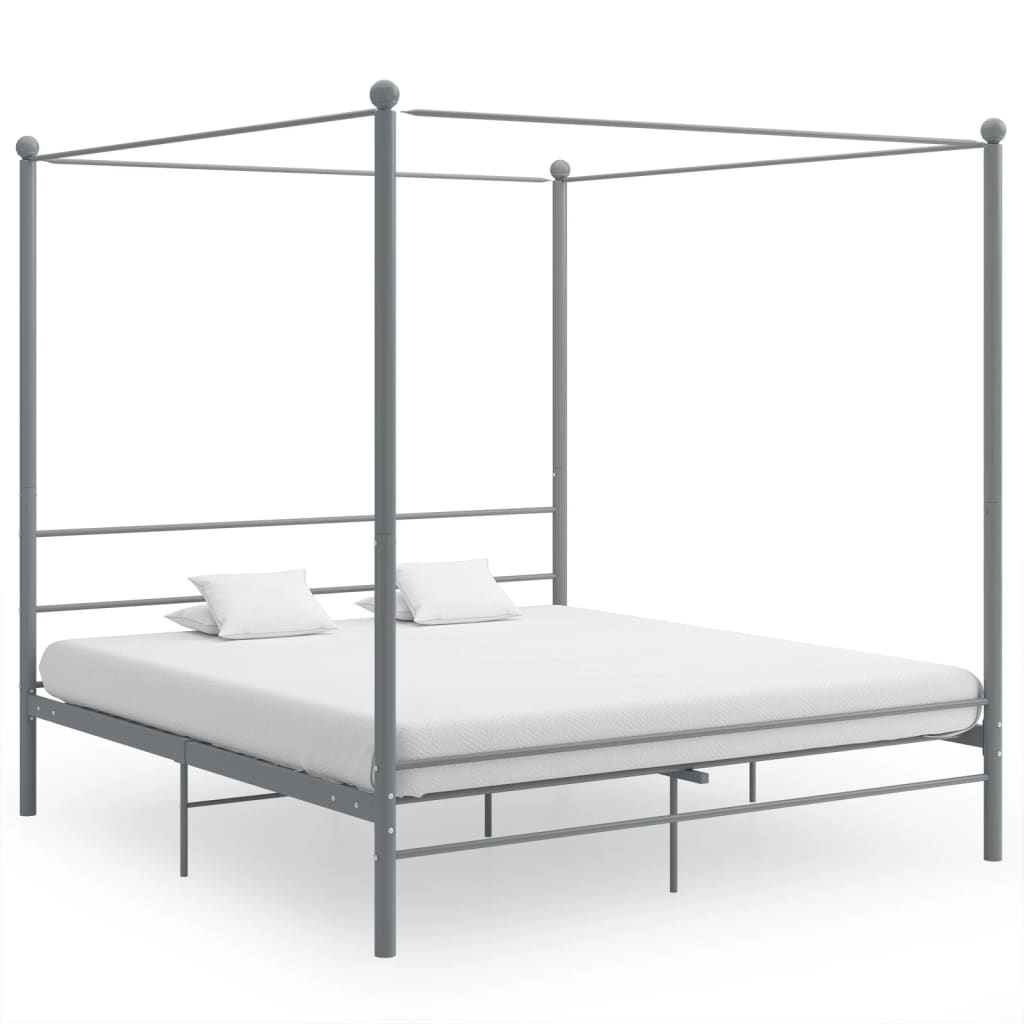 vidaXL Four-poster Bed Frame Metal Black 120x200 cm