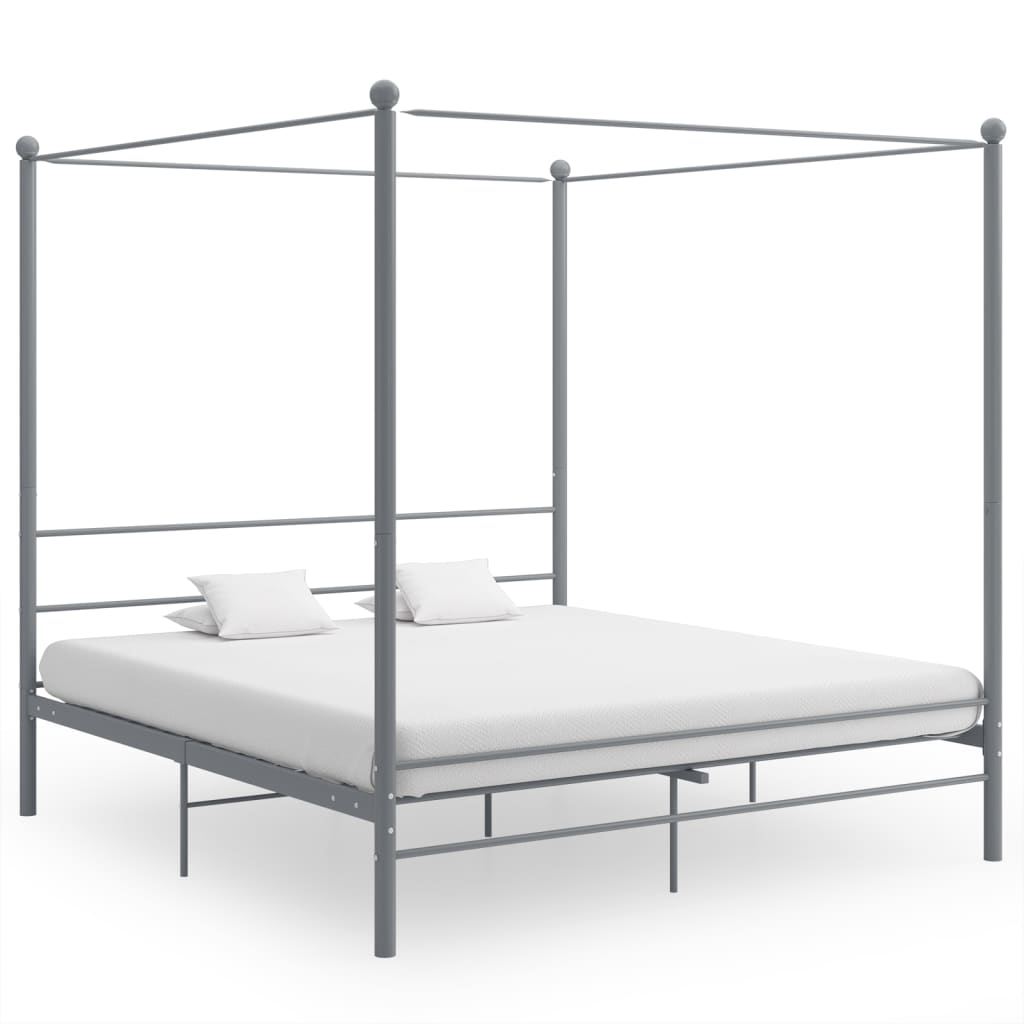 vidaXL Four-poster Bed Frame Metal Black 120x200 cm