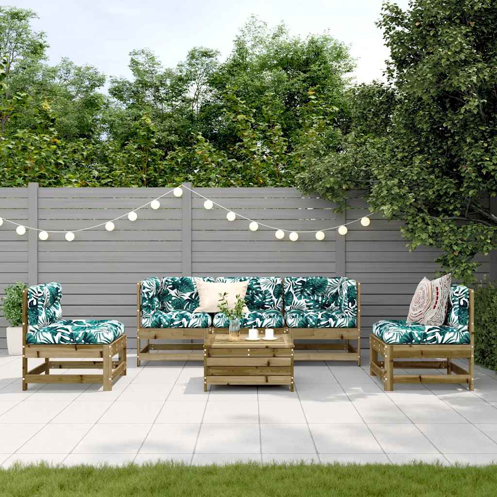 vidaXL 6-Piece Lounge Set with Cushions Solid Pine Wood