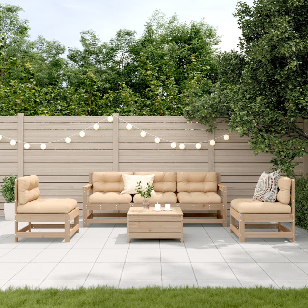vidaXL 6-Piece Lounge Set with Cushions Solid Pine Wood