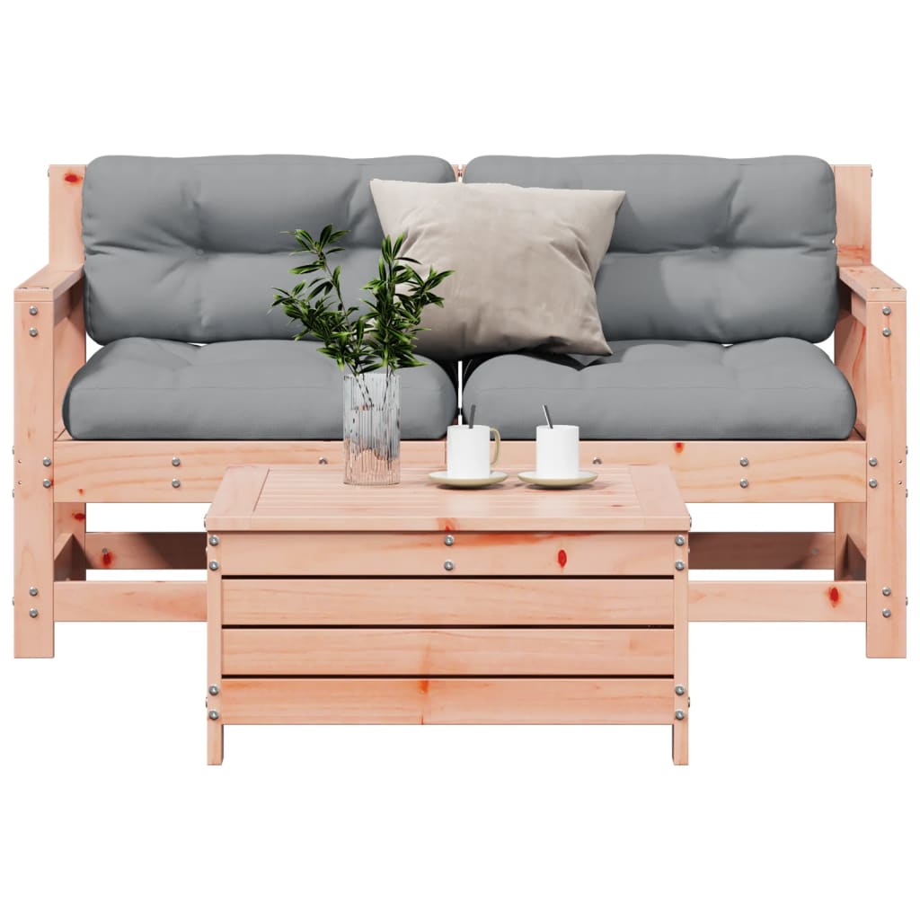 vidaXL 3-delige Loungeset met kussens massief grenenhout