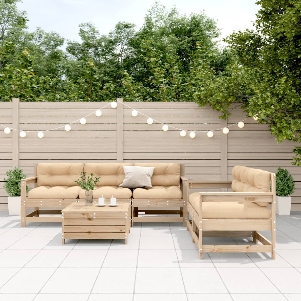 vidaXL 6-Piece Lounge Set with Cushions Solid Pine Wood
