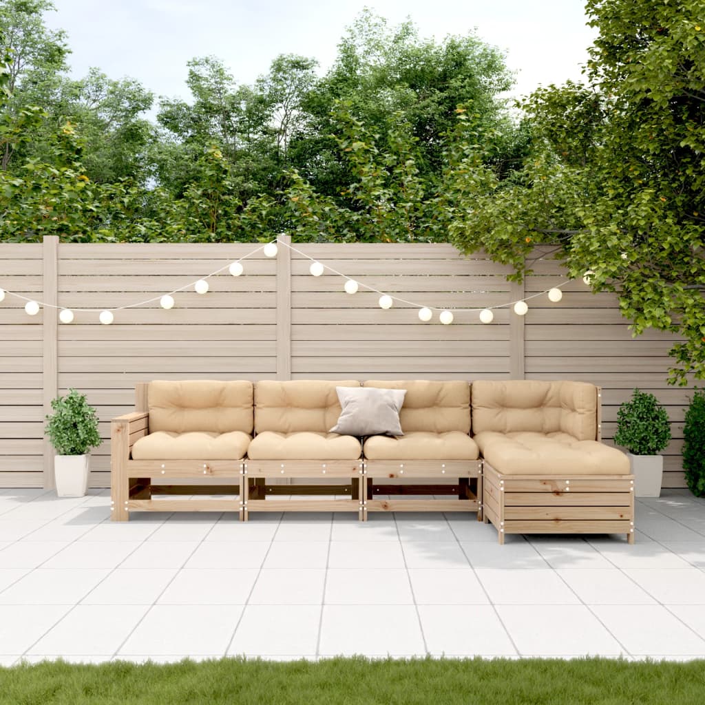 vidaXL 5-Piece Lounge Set with Cushions Solid Pine Wood