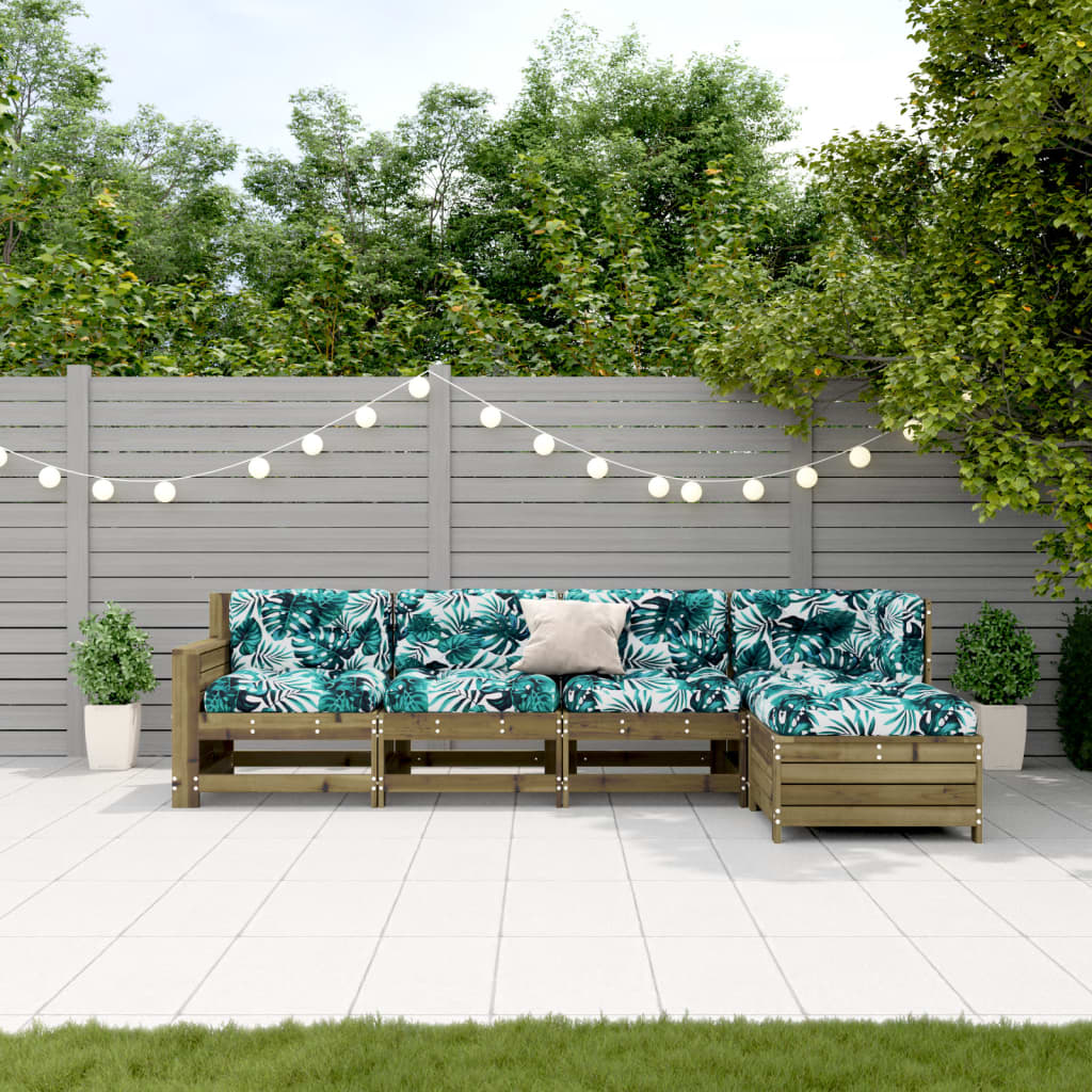 vidaXL 5-Piece Lounge Set with Cushions Solid Pine Wood