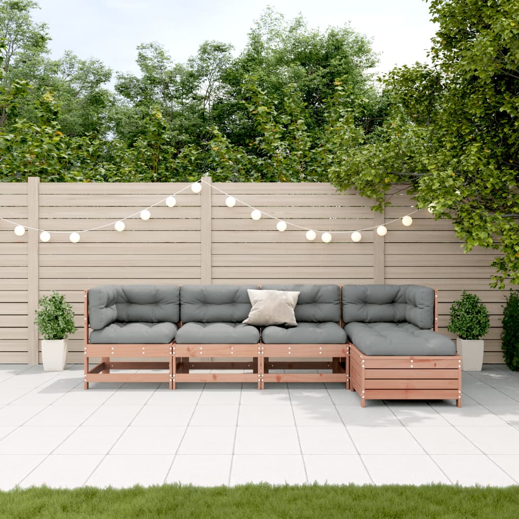 vidaXL 5-Piece Lounge Set with Cushions Solid Pine Wood
