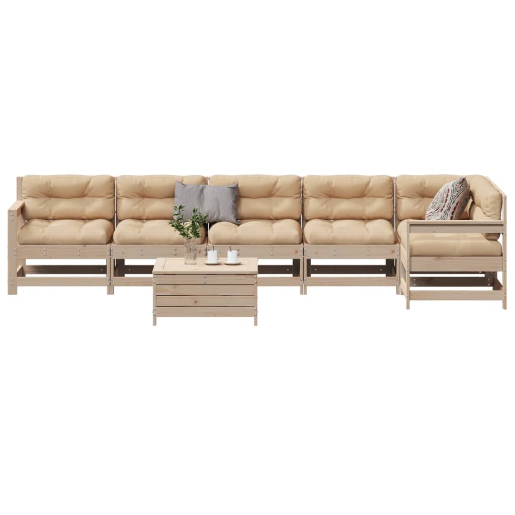 vidaXL 7-Piece Lounge Set with Cushions Solid Pine Wood