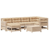 vidaXL 7-delige Loungeset met kussens massief grenenhout