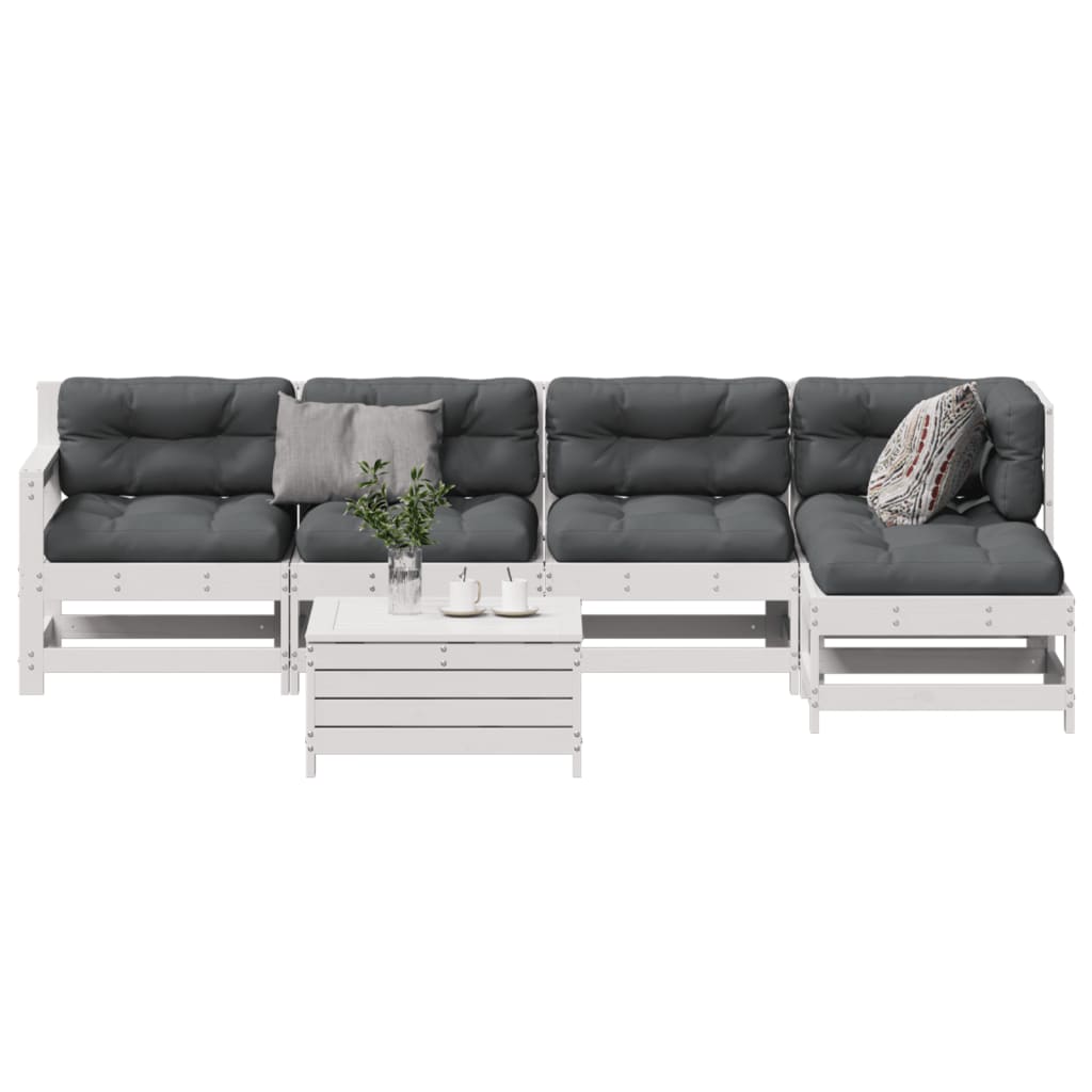 vidaXL 6-delige Loungeset met kussens massief grenenhout