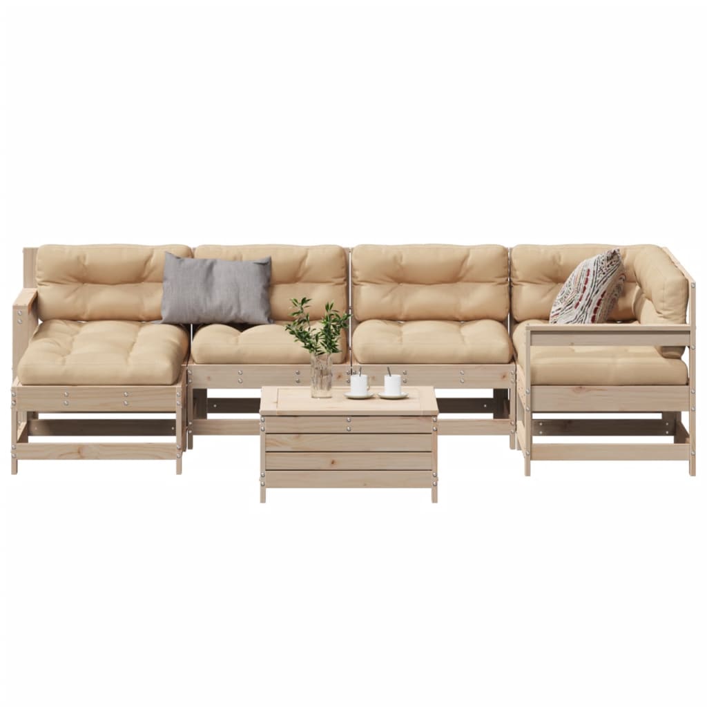 vidaXL 7-delige Loungeset met kussens massief grenenhout