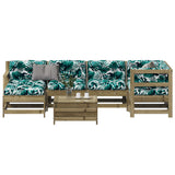 vidaXL 7-Piece Lounge Set with Cushions Solid Pine Wood