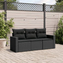 vidaXL 3-Piece Lounge Set with Cushions Poly Rattan Black
