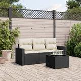 vidaXL 3-delige Loungeset met kussens poly rattan zwart