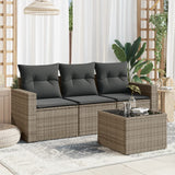vidaXL 3-delige Loungeset met kussens poly rattan zwart
