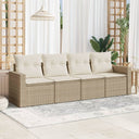 vidaXL 4-delige Loungeset met kussens poly rattan zwart