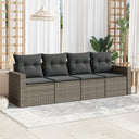 vidaXL 4-delige Loungeset met kussens poly rattan zwart