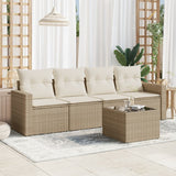 vidaXL 4-delige Loungeset met kussens poly rattan zwart