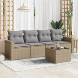 vidaXL 4-delige Loungeset met kussens poly rattan zwart