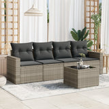 vidaXL 4-delige Loungeset met kussens poly rattan zwart