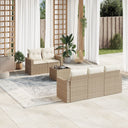 vidaXL 6-delige Loungeset met kussens poly rattan zwart