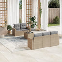 vidaXL 6-delige Loungeset met kussens poly rattan zwart