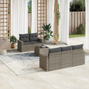 vidaXL 6-delige Loungeset met kussens poly rattan zwart