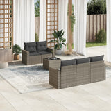 vidaXL 6-delige Loungeset met kussens poly rattan zwart