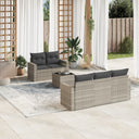 vidaXL 6-delige Loungeset met kussens poly rattan zwart