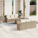 vidaXL 7-delige Loungeset met kussens poly rattan zwart